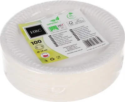 Zdjęcie produktu dla Talerzyki okrągłe papierowe białe 18 cm 100 sztuk Polmak