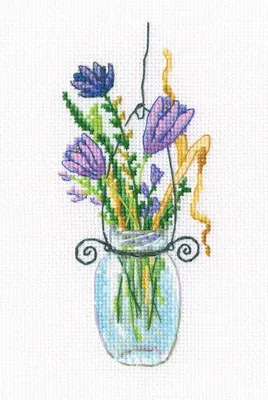 Productafbeelding van RTO Kruisstikset "Woudbloemen" C323, telpatroon, 6,5 x 14,5 cm