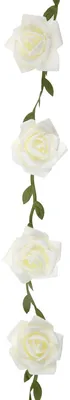 Produktbild von Girlande mit weißen Rosen und Blättchen 120 cm