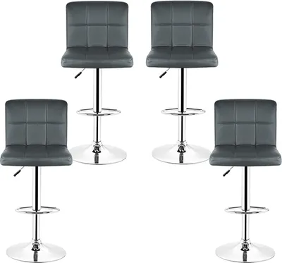 Produktbild von 4er Set Barhocker ,höhenverstellbare Tresenhocker Küchenhocker 360° Drehstuhl mit Rückenlehne Grau