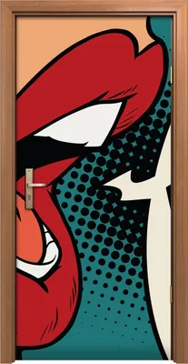 Produktbild von Türposter 90x200 cm Türaufkleber Türtapete Türfolie Klebefolie Moderne Pop Kunst Mund WOW Vintage