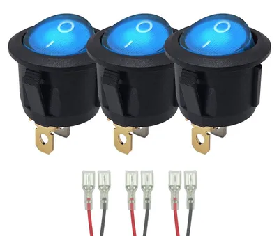 Produktbild von ProRide Wippschalter ON/OFF KCD2-220 Rund 3-polig 250 V/6 A Blau - 3 Stück