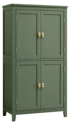 Produktbild von Aufbewahrungsschrank - Freistehender Badschrank - 4 Türen - Verstellbare Einlegeböden - 30x60x110 cm - Auch als Küchenschrank - Grün