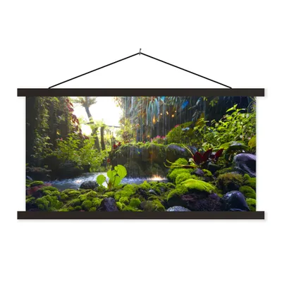 Produktbild von MuchoWow® Textilposter Tropischer Wasserfall 120x60 cm mit schwarzem Rahmen - Dekoration Schlafzimmer