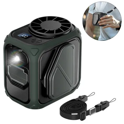 Produktbild von Tragbarer Taillen- & Nackenventilator mit USB-C, 12 Std. Laufzeit, Taschenlampe, Leise <35dB für Training, Outdoor, Zuhause