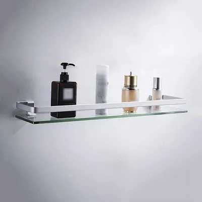 Produktbild von Famanu Glas Badregal mit Chromhalterung - 60/80 cm