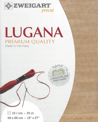 Imagen del producto de Tela de trama uniforme LUGANA Zweigart, precortada, 25 ct., color 3009, "vintage moka", ideal para bordado, dimensiones 48x68 cm