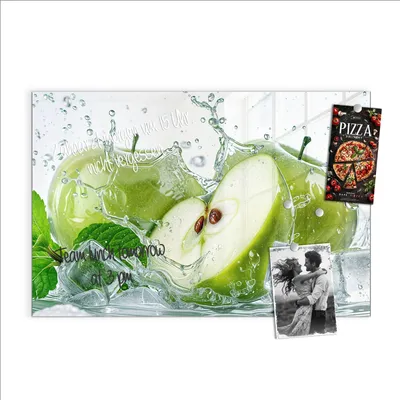 Produktbild von Magnettafel 90x60cm Pinnwand Whiteboard beschreibbar - Frische Äpfel Splash
