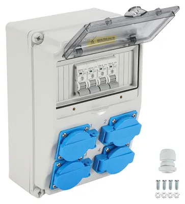 Zdjęcie produktu dla Rozdzielacz ścienny Vigevee, rozdzielacz prądu, rozdzielacz prądu budowlanego, rozdzielacz CEE, adapter, prąd silny, prąd przemysłowy, kompletny zestaw