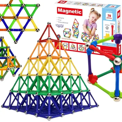 Image de WOOPIE : Blocs magnétiques de construction, jeu de construction créatif, 70 pièces.