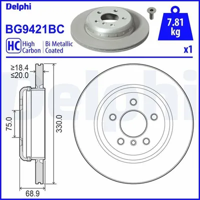 Immagine prodotto di DELPHI disco freno BG9421BC