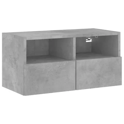 Image de vidaXL Armoire TV murale gris béton 60x30x30 cm Bois composite