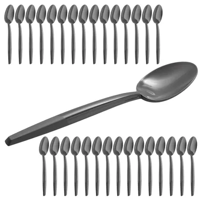 30er Set Kunststoff-Löffel, spülmaschinenfest, wiederverwendbar, grau