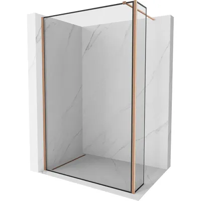 Produktbild von Mexen Kioto Duschwand Walk-in 140 x 40 cm, schwarzes Muster, gebürstetes Messing - 800-140-212-65-70-040