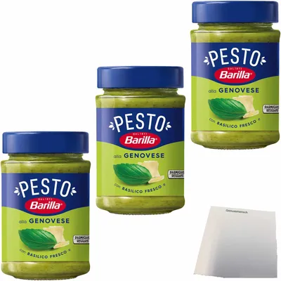 Produktbild von Barilla Pesto alla Genovese 3er Pack (3x190g Glas) + usy Block