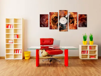 Image de Tableau acoustique Abstrait 200 x 100 cm Tableaux Mousse acoustique Absorbeur acoustique haute performance Isolation acoustique Toile 5 pièces Tableau mural Acoustique intérieure Isolation acoustique 020205-1