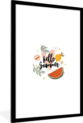 Produktbild von MuchoWow® Gerahmtes Poster Sommer - Zitrone - Blätter 60x90 cm - Poster mit Schwarzem Bilderrahmen Wandposter Rahmen Foto Bilder - Dekoration - Wandposter Wohnzimmer - Hochwertig