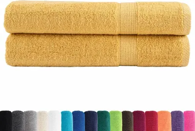 Produktbild von vidaXL Premium Handtücher SOLUND 2 Stk. Gold 100x200 cm 600 g/m²
