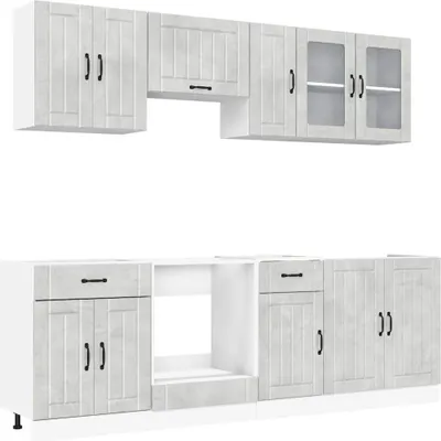 Produktbild von 8-tlg. Küchenschrank-Set Lucca Betongrau Holzwerkstoff