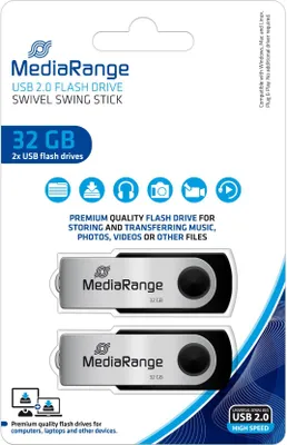 Obrázek produktu pro MEDIARANGE MR911-2 USB flash disk 2.0 high speed včetně URA, 32GB, 2 kusy