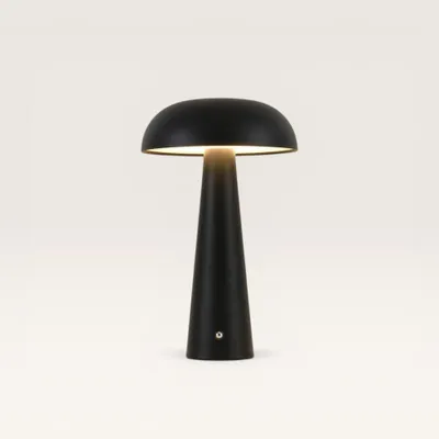 Image de LUSENZ - Lampe de table LED 2,5W Noire Champignon Rechargeable IP20