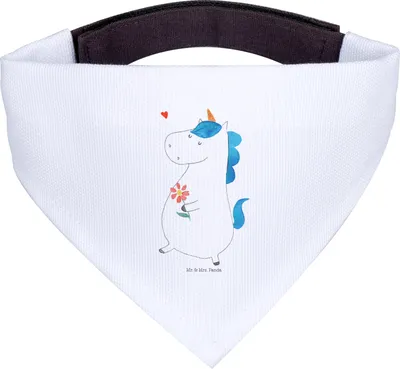 Produktbild von Mr. & Mrs. Panda Hundehalstuch M Einhorn Spaziergang - Weiß - Geschenk, Blumen, Einhörner, Halstuch, Unicorn, Motivation, Hund, Mutter, Tuch, Hunde-Halstuch, Freundin
