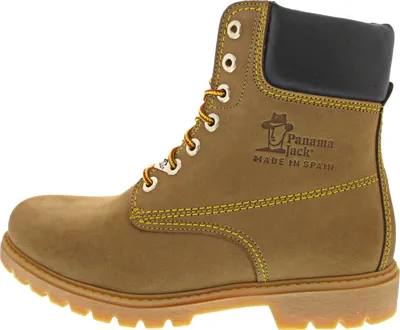 Side view of a brown Panama Jack boot.