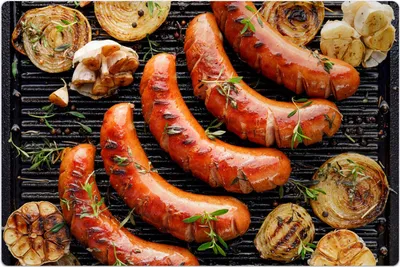 Produktbild von Küchenmatte 120x180 cm Vinylmatte Bodenmatte Dekoration - Grill Wurst bbq Kräuter