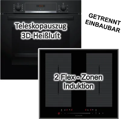 Produktbild von Herdset Bosch Backofen EcoClean + Wolkenstein Induktionskochfeld Booster autark 60 cm