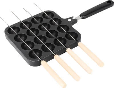 Produktbild von 16 otvorů Takoyaki grilovací pánev, Takoyaki grilovací deska, domácí a komerční použití, chobotnice koule pečení Maker Grill Mold se 4 jehlami