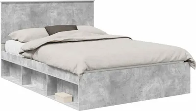 Obrázok produktu pre Rám postele Betónová šedá 135 x 190 cm Masívne borovicové drevo