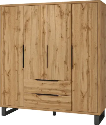 Produktbild von Kleiderschrank Halle 20 Schrank 191X210X60 Cm 4 Türen 2 Schubladen Wotan Eiche