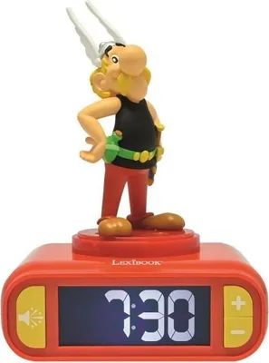 Immagine prodotto di Sveglia digitale Asterix con luce notturna, illuminazione 3D e suono, schermo LCD, funzione snooze, dai 3 anni in su