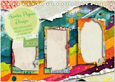 Produktbild von Buntes Papier Design (Tischkalender 2025 DIN A5 quer), CALVENDO Monatskalender