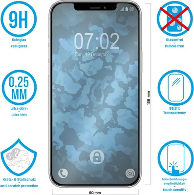 Produktbild von 3er-Pack PhoneNatic Glas-Folie klar  kompatibel mit Apple iPhone 12 Mini - Panzerglas für iPhone 12 Mini