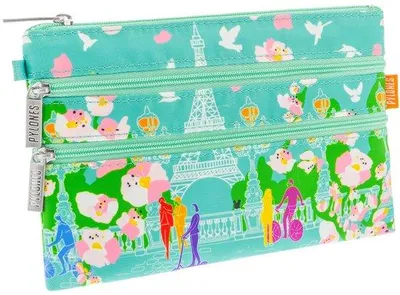 Image de Sac à 3 fermetures éclair, 20 x 13 x 1 cm, polyester, multicolore