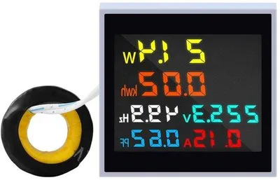 Zdjęcie produktu dla Wskaźnik energii elektrycznej – licznik energii elektrycznej – miernik zużycia energii – 6-funkcyjne urządzenie do zakresu napięcia 50–300 V przy 100 A – czarny