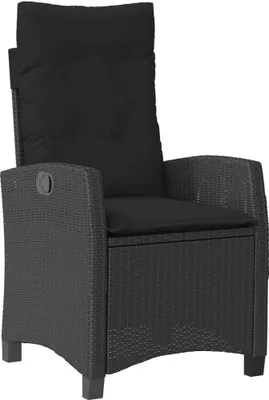 Image de vidaXL Fauteuil de jardin Réglable avec coussins Noir Poly Rattan