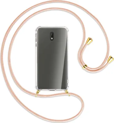 Produktbild von Handykette Backcover-Schutzhülle mit Band (Metall goldfarben) für Nokia 3 - rose peach
