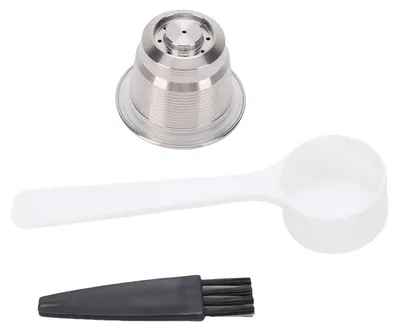 Image de Capsule de café réutilisable en acier inoxydable 304, filtre à café rechargeable, avec brosse et cuillère, compatible avec les machines à café
