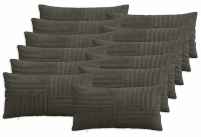 Obrázek produktu pro vidaXL, povlak na polštář, 12 kusů, ALMELO, antracitová barva, 40 x 80 cm, materiál: kordura