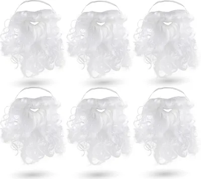 Produktbild von 6x Weihnachtsmannbart - Nikolausbart Bart weiß weiss - zum Verkleiden als Nikolaus - Weihnachtsmann - Santa - Weihnachten