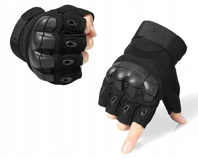 Produktbild von A11 Kurze Fingerlose Fahrradhandschuhe Kunstleder Schwarz L