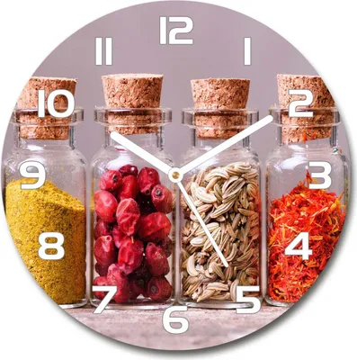 Produktbild von Wanduhr aus Glas 30fi Glasbild Glasuhr Gehärtetes Glas - weisse-zeiger - Colorful spices