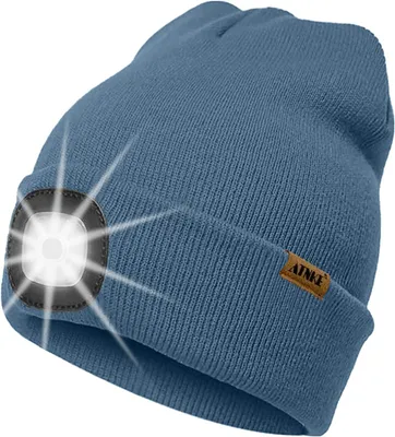 Obrázek produktu pro Čepice s LED diodami - USB nabíjecí - 4 LED diody - Vhodná pro běh - Pletená