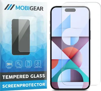 A product package for a screen protector is shown next to a smartphone with the screen protector applied.