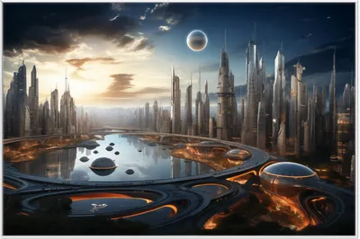 Produktbild von Wallario Wandbild Morgendämmerung der Zukunft, Größe: 61 x 91,50 cm, Poster mit weißem Aluminiumrahmen