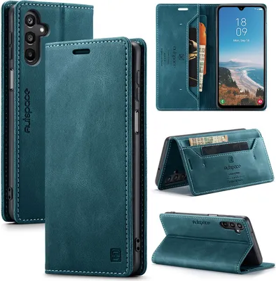 Immagine prodotto di Custodia per Samsung Galaxy A16 5G/4G Retro Custodia in Finto cuoio, supporto e custodia protettiva blu