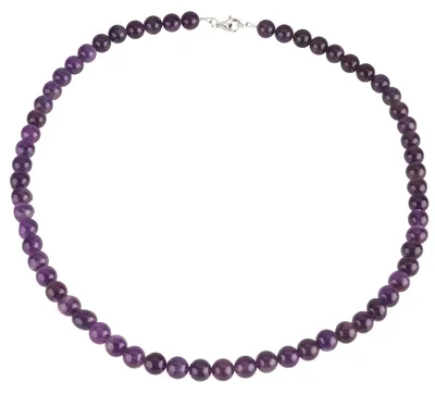 Produktbild von Kette Collier aus echtem Amethyst & 925 Silber violett Kugelkette Halskette für Damen