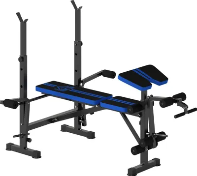 Image de Banc de musculation - Banc d'entraînement réglable - Dossier réglable - Support pour haltères réglable en hauteur - Pour la musculation - Noir